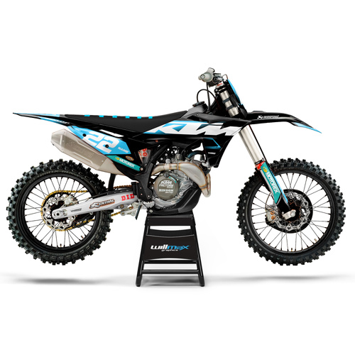 KTM Ascend Black Light Blue Graphics Kit