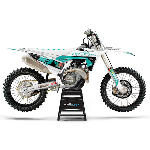 KTM Blast White Teal Graphics Kit