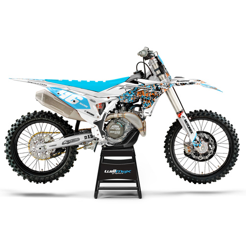 KTM Blotched White Light Blue Graphics Kit
